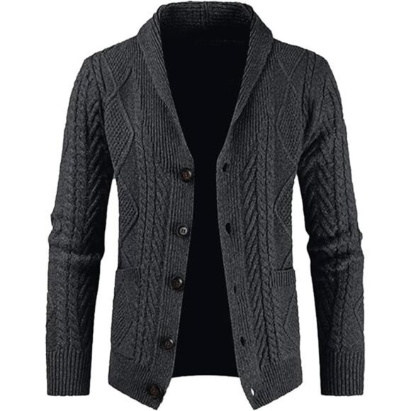Mens Wool Blend Cardigan Sweater Long Sleeve V Neck Button Knit Casual Fall Wint - Picture 7 of 7